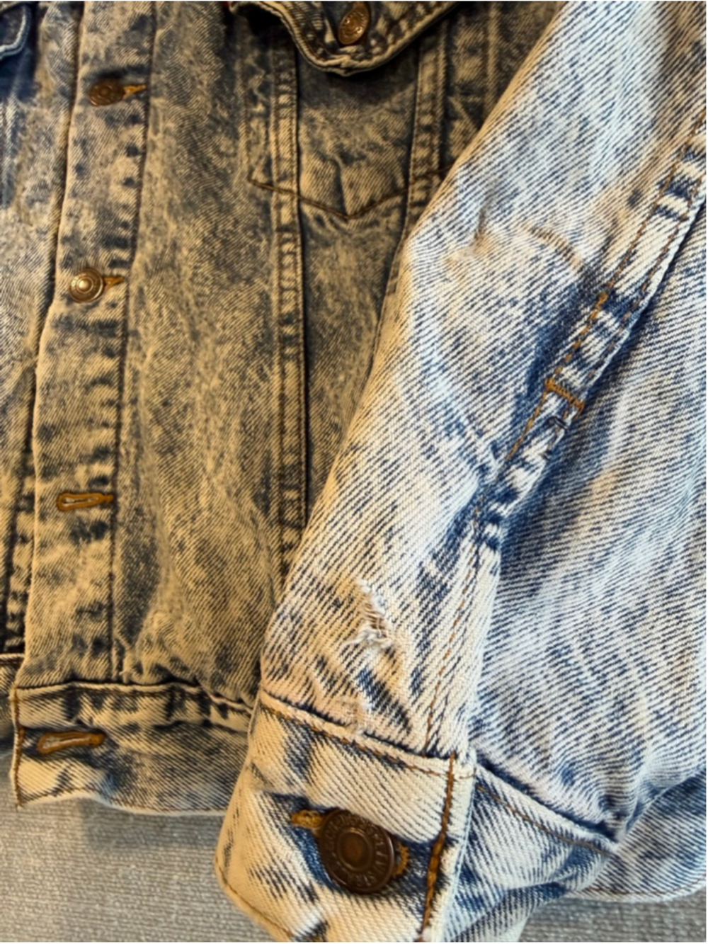 Vintage Levi’s 80s acid wash plaid lined button up jean jacket size Large - Picture 5 of 14